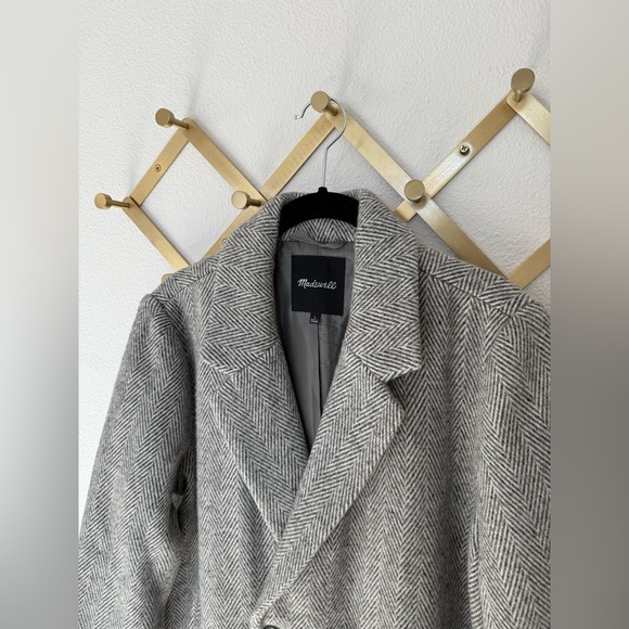 MADEWELL Herringbone Blazer Coat Heather Pewter Boyfriend Fit Size Large - Picture 5 of 7